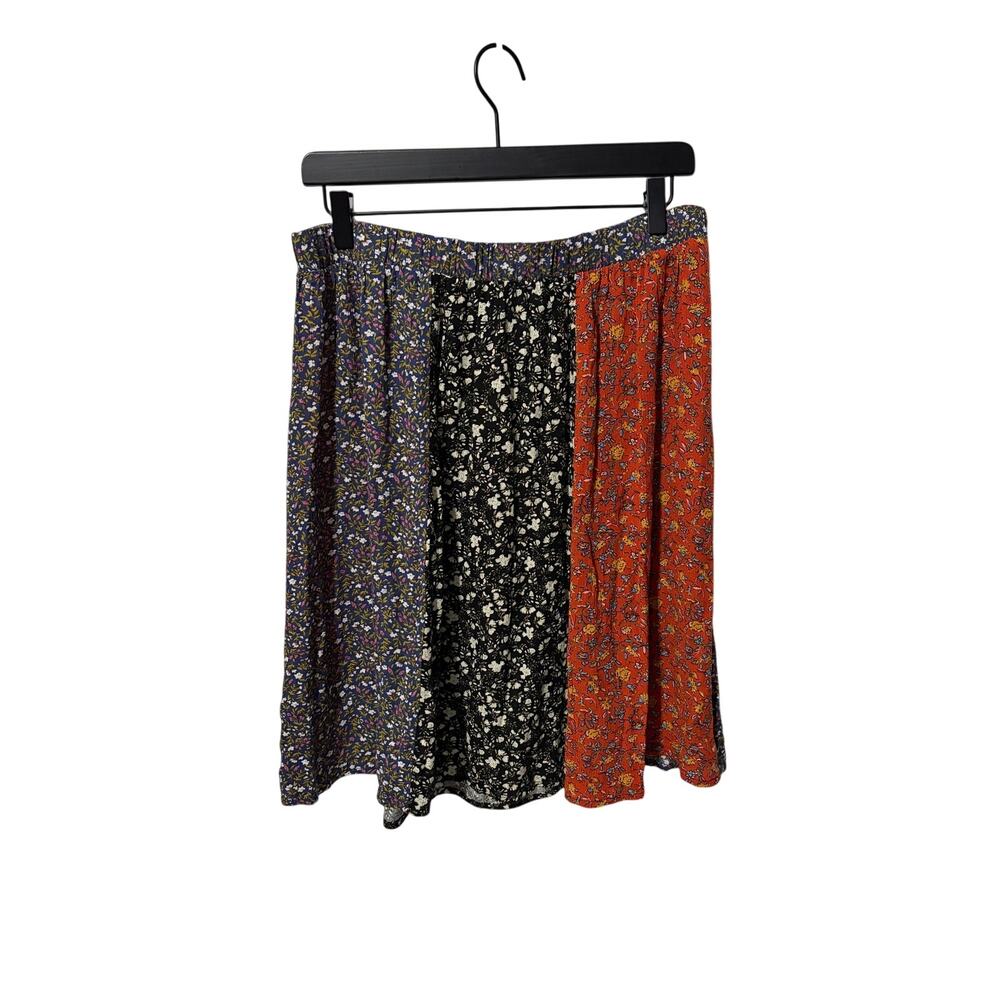 Natural Life Patchwork Floral Mini Skirt Boho Rayon Pull On Size Large NWT - Picture 3 of 9